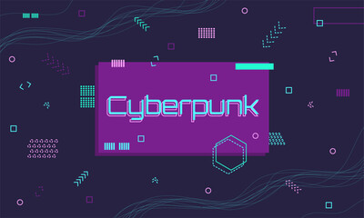 Technology template in Cyberpunk style. Abstract Futuristic Colorful background. Geometric retro Vector illustration
