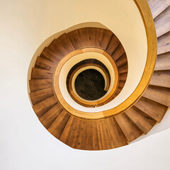 spiral staircase with wooden steps