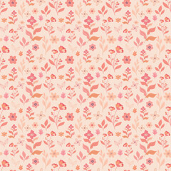 Peach fuzz cute floral seamless pattern. Romantic ditsy floral pastel pattern