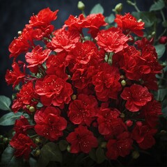 A bouquet of red enthurium flowers, each one unique in its shape and color, come together to create a stunning display of nature's beauty