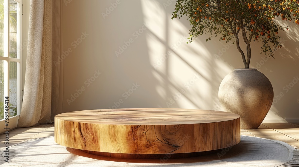 Aufkleber this is a collection of round wooden saw cut cylinder shape on a beige background. abstract backgrou