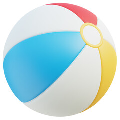 3D Colorful Beach Ball with Bright Stripes and Glossy Finish