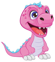 Adorable pink dinosaur smiling with joy