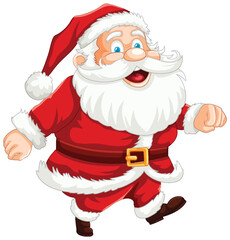 Cartoon Santa Claus running with a happy smile. - obrazy, fototapety, plakaty