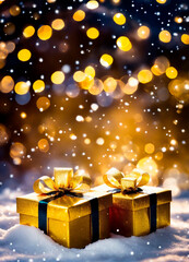 Christmas gifts on a beautiful background. Selective focus.