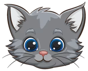 Foto op Plexiglas Kinderen Cute vector illustration of a gray kitten