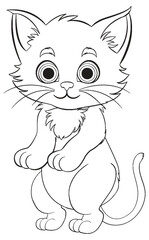 Cute cartoon kitten with big eyes and whiskers