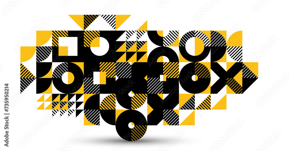 Aufkleber abstract geometric vector background, modular tiling stripy art with circles and other shapes, retro
