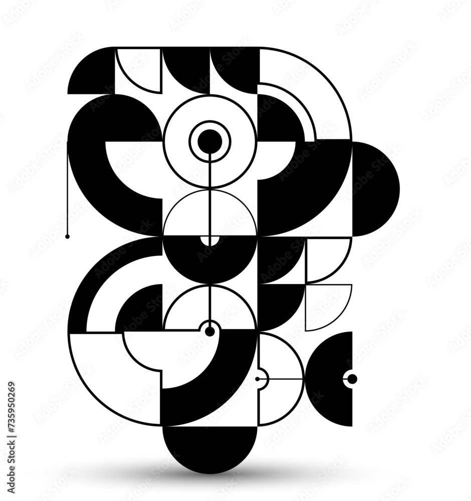 Poster abstract vector geometric background, tech engineering look like shapes and lines composition, mecha