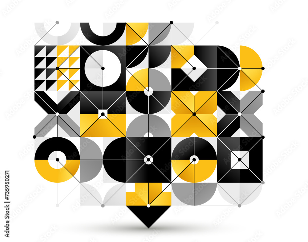 Aufkleber abstract vector geometric background, tech engineering look like shapes and lines composition, techn