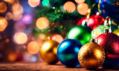 Obraz premium beautiful christmas shiny decor. Selective focus.