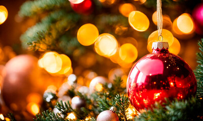 beautiful christmas shiny decor. Selective focus.