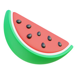 3D Watermelon Slice with Seeds and Vibrant Green Rind