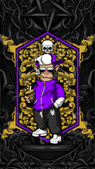 awesome cool monkey illustration for your print project