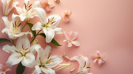 Beautiful white lily flowers on a blank background. generative ai