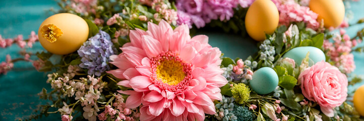 beautiful Easter wreath decor. Selective focus.