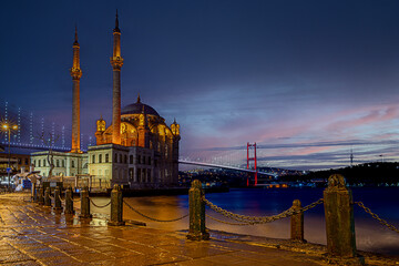 Ortaköy Mosque, formally  name the Buyuk Mecidiye Camii in Beşiktaş, Istanbul, Turkey, situated...