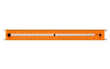 Yellow Ruler With Ruler on Top. A photo of a yellow ruler with another ruler placed on top of it, showing measurement markings and a convenient stacking option.