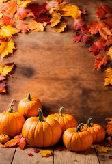 Naklejka na ściany i meble beautiful autumn background with pumpkins. Selective focus.
