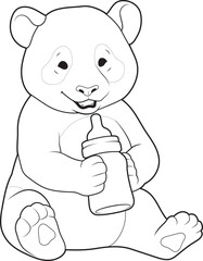Panda Baby bottle Milk Animal Vector Graphic Art Illustration