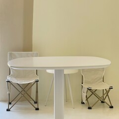 table and chairs. Minimal interior concept chair and table