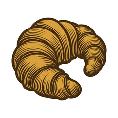 Croissant hand drawn engraved style vector illustration