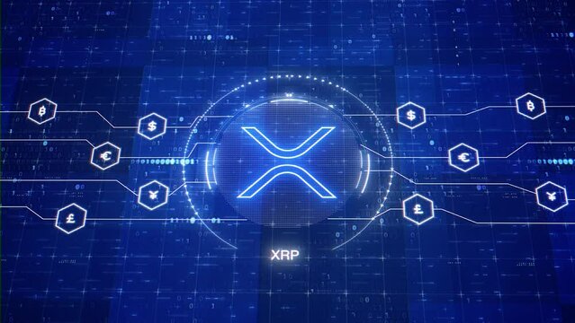 XRP animated logo. XRP cryptocurrency. Ripple crypto motion graphics in 3D