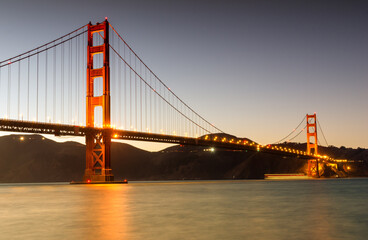 Fototapeta na wymiar Golden Gate Bridge at night, San Francisco, USA
