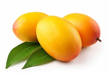 Ripe mango isolated on white. Mango Clipping Path. Professional studio macro shooting - obrazy, fototapety, plakaty