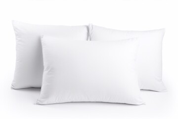 Three fluffy and soft pillows on a white background. Comfortable for sleeping