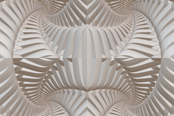 Fractal pattern in the style of stucco bas-relief on a gray stone wall - 735959853