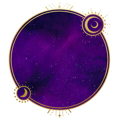 Golden Moon Symbols Purple Nebula © ZayamiArt