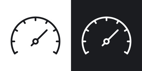 Speedometer icon designed in a line style on white background.