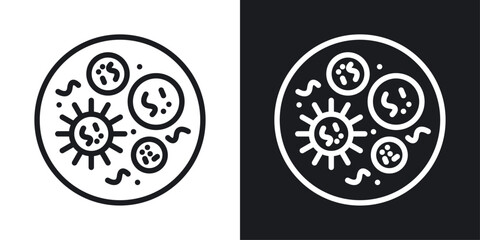 Bacteria icon designed in a line style on white background.