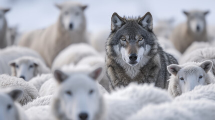 Wolf with sheeps