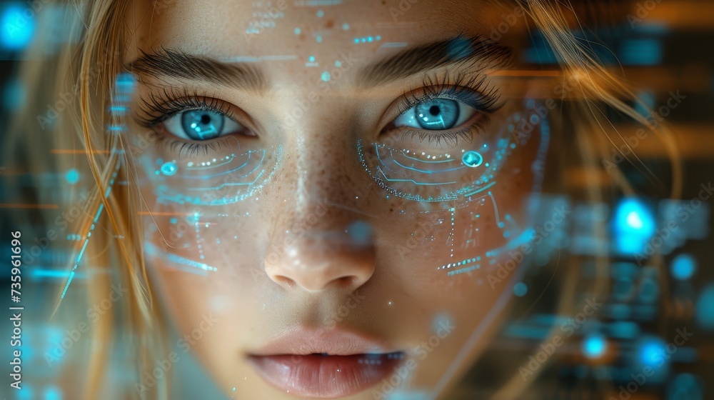 Poster graph user interface concept for a young female engineer.