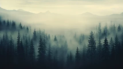 Deurstickers Misty landscape © Johnu