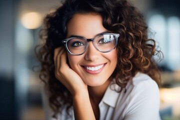 glasses and woman in portrait with frame for eye care zoom, wellness and prescription lens. Health, face and eyesight improvement, designer eyewear with cosmetic accessory and optometry