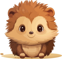 Cute little hedgehog isolated. Cartoon animal.