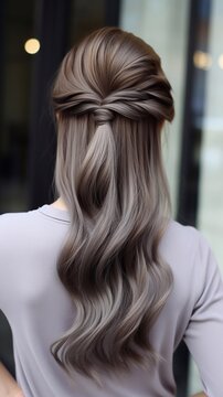 beautiful hairstyle ideas for girls. COLD BROWN HAIR COLOR. vertical photo
