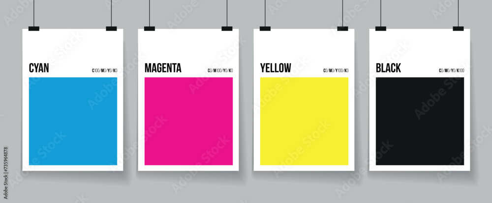 Wall mural cmyk color palette cyan, magenta, yellow, black