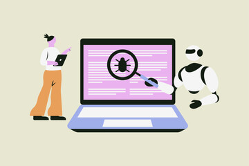 Ai improves efficiency in various industries Vector Illustration