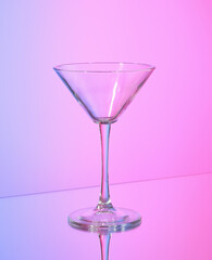 Glass for wine or champagne, cocktail. Vacation in a club, celebration.