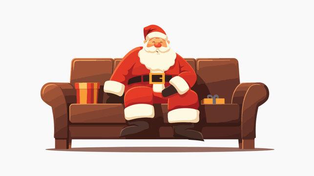 Santa Claus on sofa isolated illustration.