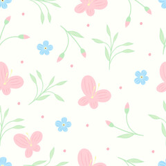 Seamless pattern with spring  flowers. Floral background, print for fabric, paper