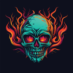 Skull head illustration logo mascot art design.