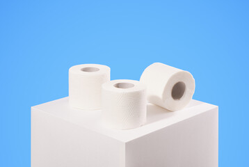 Rolls of white toilet paper. Cleaning concept and professional eco cleaning service.