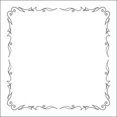Elegant black and white monochrome ornamental border with sharp angles for greeting cards, banners, invitations. Vector frame for all sizes and formats. Isolated vector illustration.	
