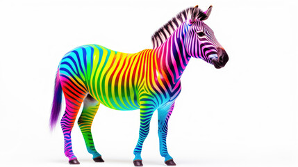 Multi-colored zebra on a white background. Modern design.