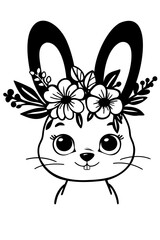 Floral Easter Bunny with Eggs Vector Cute Rabbit Face with Flowers SVG Cut Files for Cricut and Silhouette Cameo